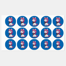 Étiquettes Unicorne Rose Cute Portant Une Écharpe Scottish Pl
