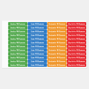 Étiquettes Vert, Bleu, Orange, Famille Rouge Étanche