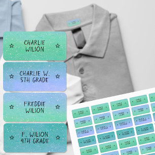 Étiquettes Vert dégradé Bleu Couleur Codé Étoile Nom Vêtement