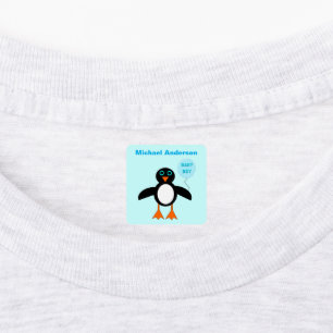 Étiquettes Vêtements de bébé pour garçon pingouin bleu mignon