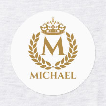 Vintage Royal King Golden Crown Nom initial Noir