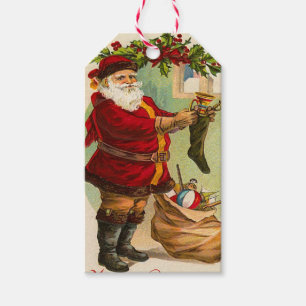 Étiquettes vintages de cadeau du père noël