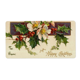 Étiquettes vintages de cornouiller de Noël pour