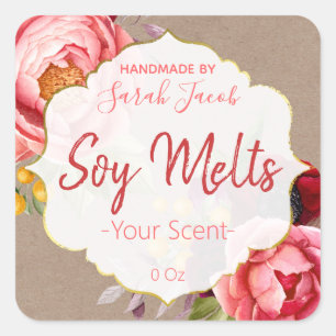 Étiquettes Vintages de Kraft Floral Soy Melt