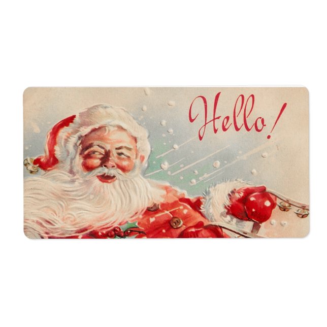 Étiquettes vintages de Noël Père Noël (Devant)