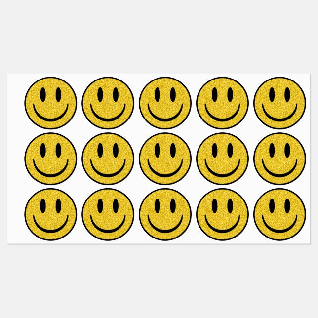Étiquettes Visage de sourire parties scintillant (Feuille)