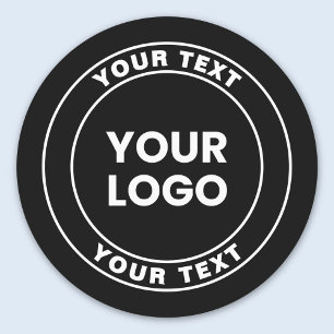 Étiquettes Votre logo téléchargé + Texte circulaire gras 