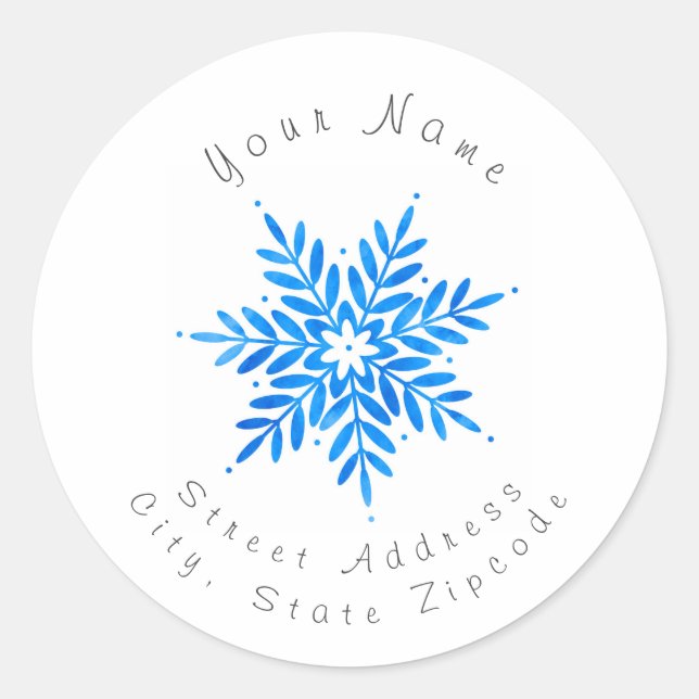 étiquettes 'Watercolor Blue Snowflake' (Devant)