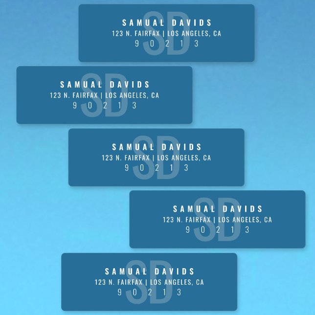 Étiquettes Waterproof Modern Bold Blue Adresse (Créateur téléchargé)