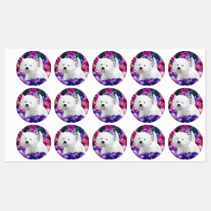 Étiquettes West Highland White Terrier Peinture Chien Art