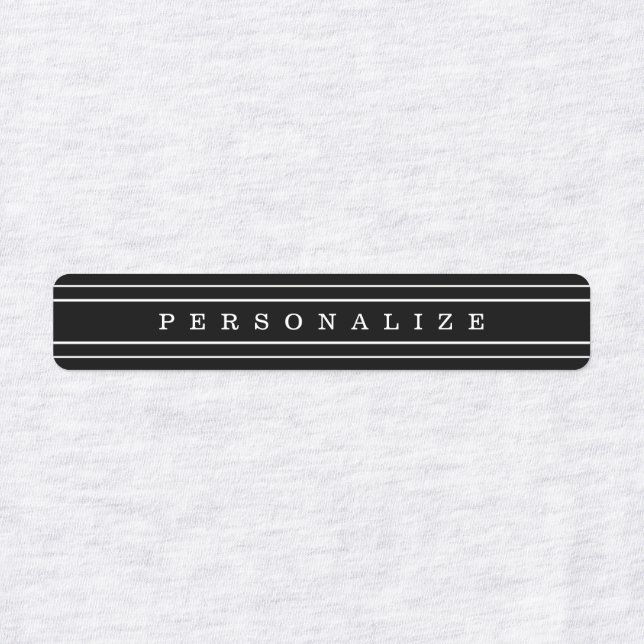 Étiquettes Your Custom Text & Modern Stripes | Black & White (Design 1)