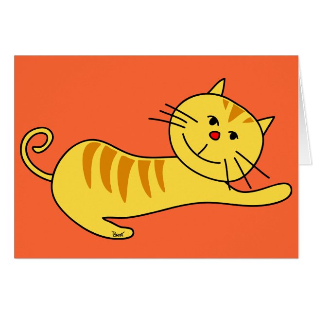 Étirage paresseux de la carte vierge de chat (Devant Horizontal)