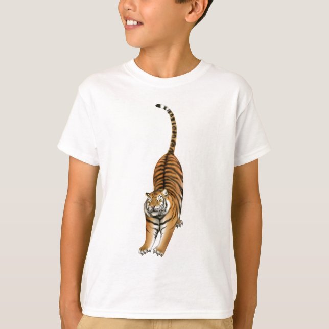 Étirant le tigre de Bengale badine le T-shirt (Devant)