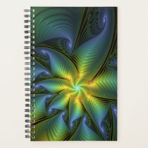 Etoile Abstraite, Bleu brillant Vert Or Fractal Ar