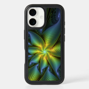 Etoile Abstraite, Bleu brillant Vert Or Fractal Ar