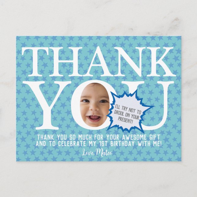 étoile bébé bleu | Carte de remerciement drôle (Devant)