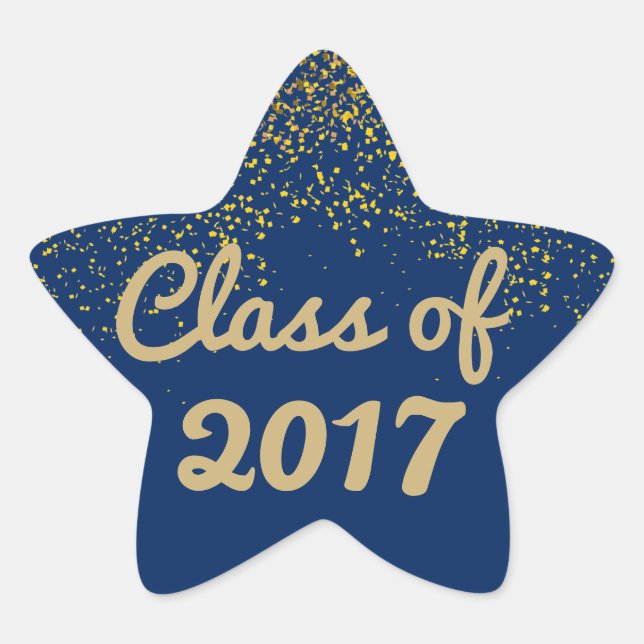 Étoile Bleu et or Sparkle Graduation Star Sticker 2017 (Devant)