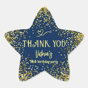 Étoile Bleu Gold Anniversaire Merci Star Sticker