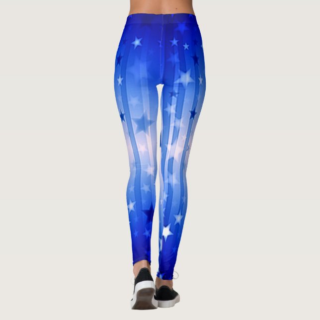 Étoile bleue Jour de l'Indépendance Leggings (Dos)