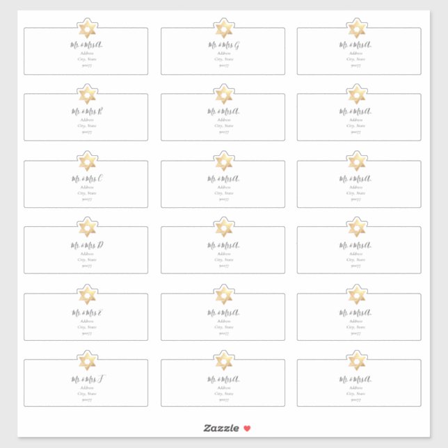 Étoile de David Étiquette de adresse invité (Feuille)