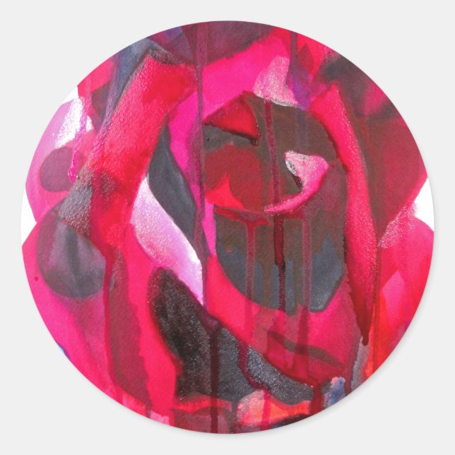 Etoile de Holland Moderne Rose Originale Kunst Runder Aufkleber (Vorderseite)