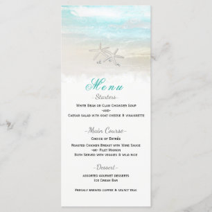Étoile de mer blanche de plage Menu de réception d