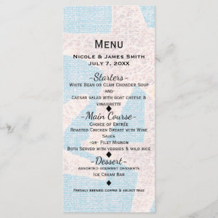 Étoile de mer blanche et toile de jute bleue Menu