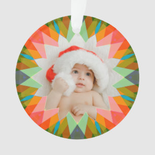 Étoile de Noël rose verte personnalisée avec photo