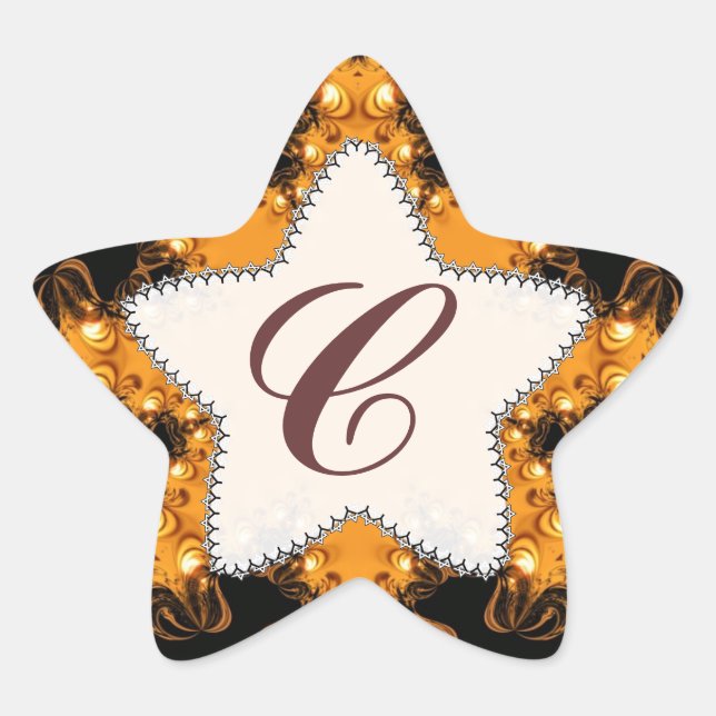 Étoile Éclairage du coucher de soleil Monogramme Sticker  (Devant)