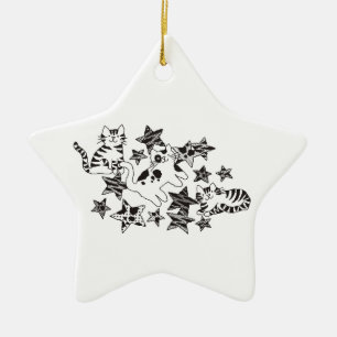 Étoile En Céramique Chats & Étoiles ~ Ornement