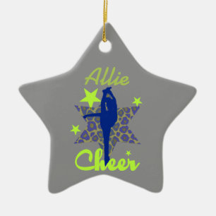 Étoile En Céramique Ornement bleu et vert d'étoile de pom-pom girl