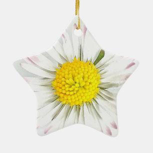 Étoile En Céramique Ornement Daisy Flower Dble Side Star