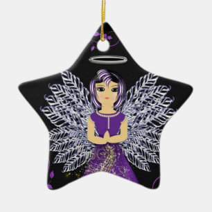 Étoile En Céramique Ornement d'Ange Gardien Plutôt Violet