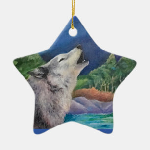 Étoile En Céramique Ornement de chanson de loup