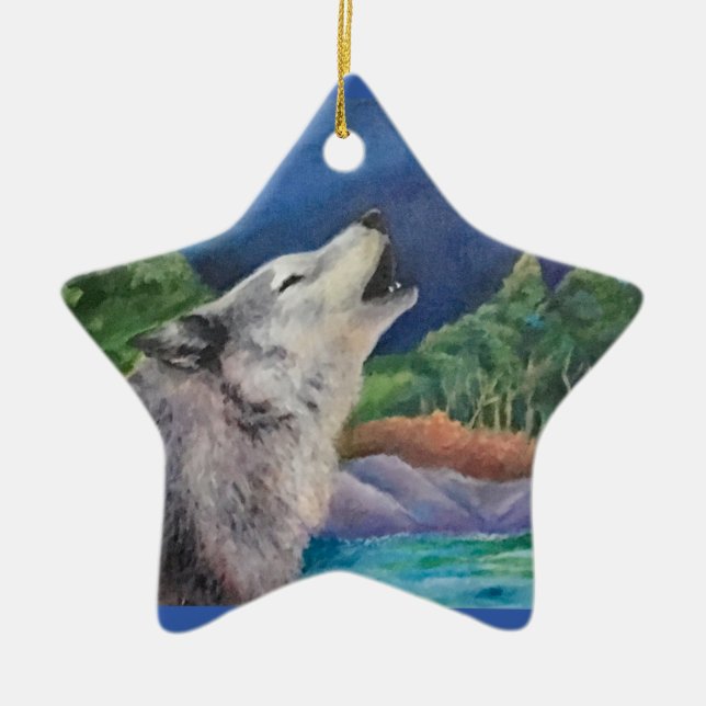 Étoile En Céramique Ornement de chanson de loup (Devant)