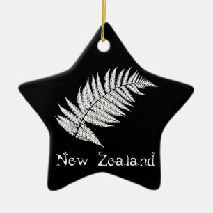Étoile En Céramique Ornement de fougère argentée de Nouvelle-Zélande