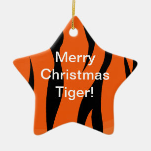 Étoile En Céramique Ornement de tigre de Joyeux Noël
