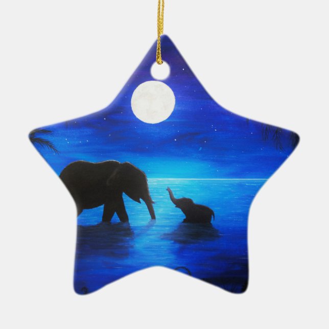 Étoile En Céramique ornement d'étoile d'éléphant (Devant)