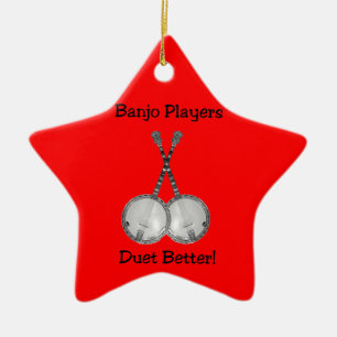 Étoile En Céramique Ornement du Duet de Banjo