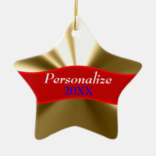 Étoile En Céramique Ornement personnalisé d'étoile d'or