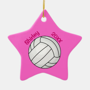 Étoile En Céramique Ornement rose d'arbre de Noël de volleyball