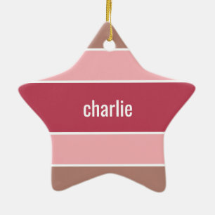 Étoile En Céramique Stripes Motif nom personnalisé ornement