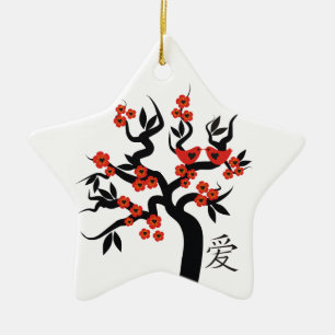Étoile En Céramique Symbole d'amour chinois Sakura Tree ornement perso