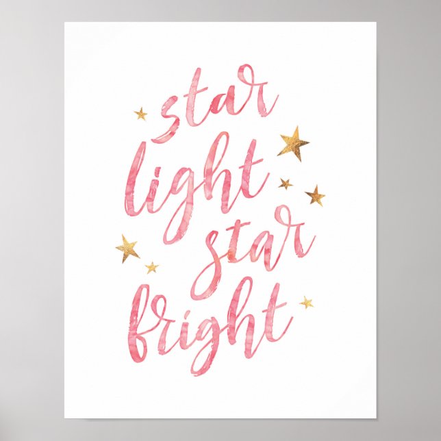 Étoile étoile rose vif affiche de typographie (Devant)