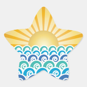 Étoile Le long du Sticker Waves Blue Star