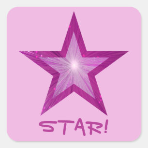 Étoile rose 'STAR!' carré autocollant rose pâle