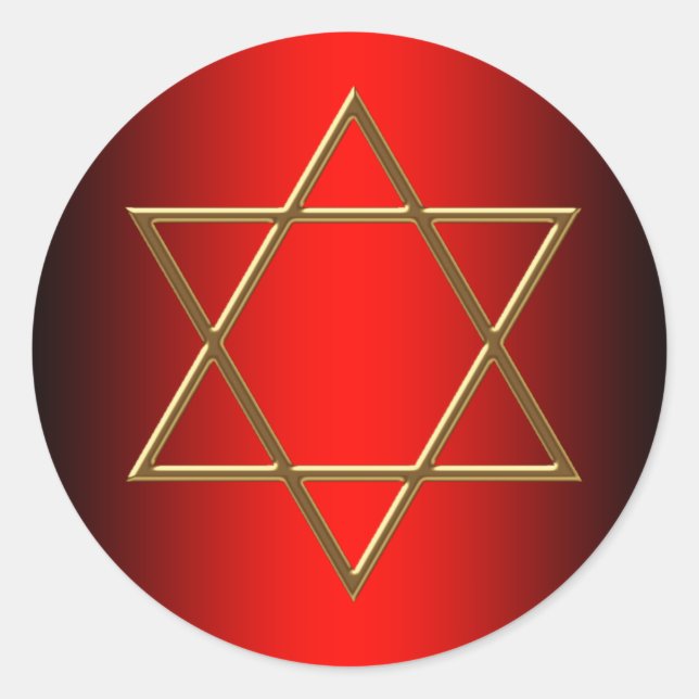 Étoile rouge et or de David Bar Mitzvah Stickers (Devant)