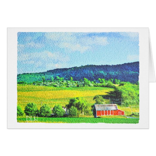 Étoile rouge/paysage Art/aquarelle (Devant Horizontal)