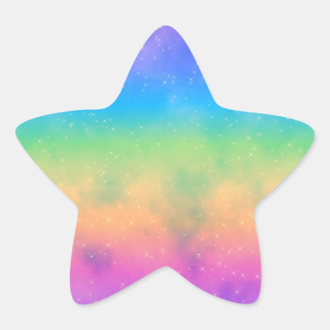 Étoile Sticker arc-en-ciel chaud (Devant)