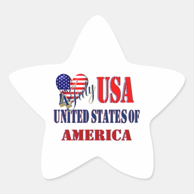 Étoile Sticker classique T-shirt 4 juillet USA (Devant)